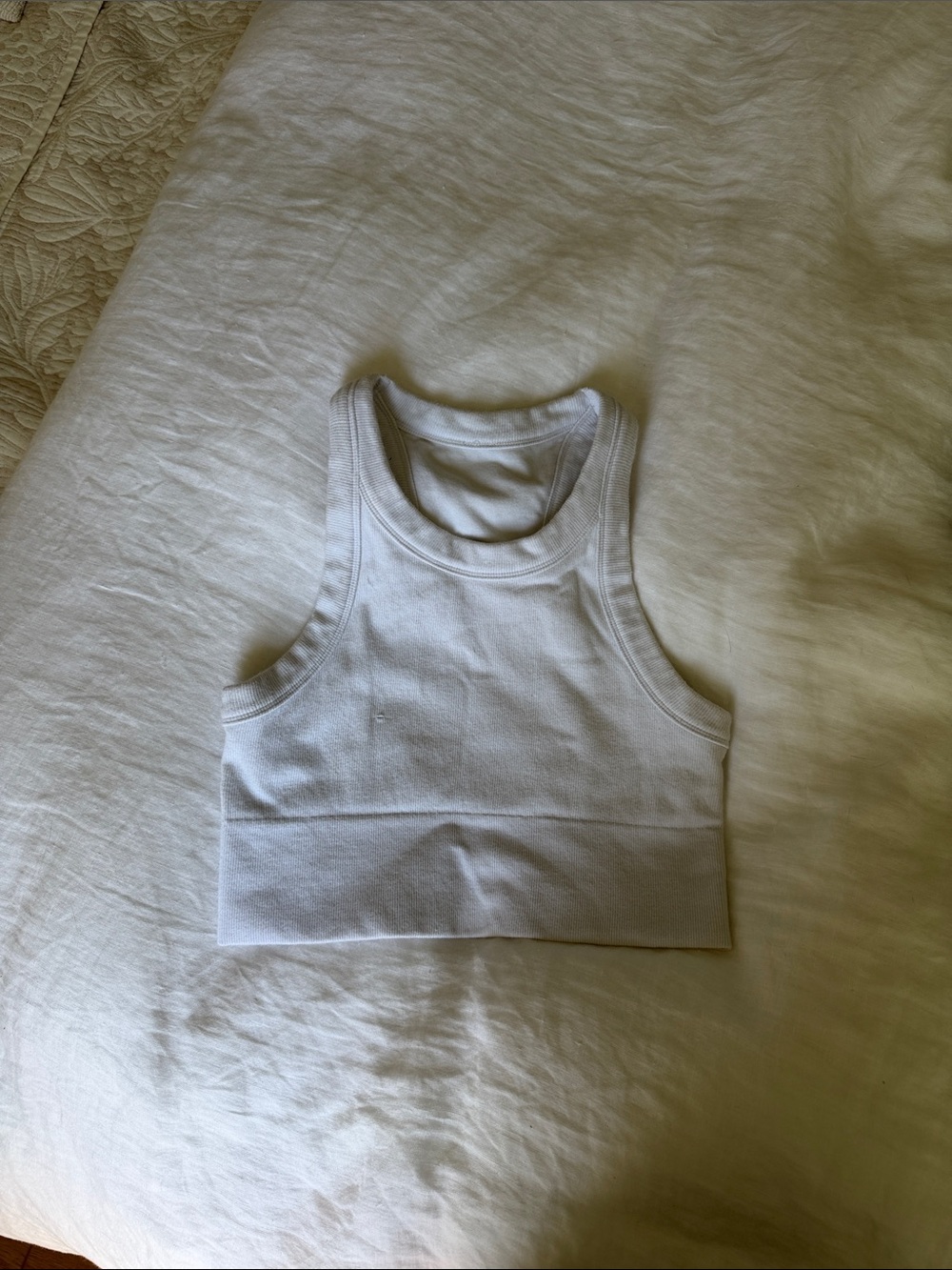 ALO Yoga White Ribbed Tank Crop